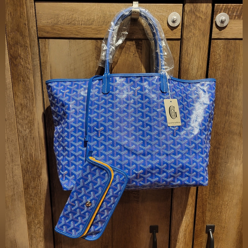 Goyard Blue Chevron St. Louis GM Tote with Pouch - Picture 2 of 16